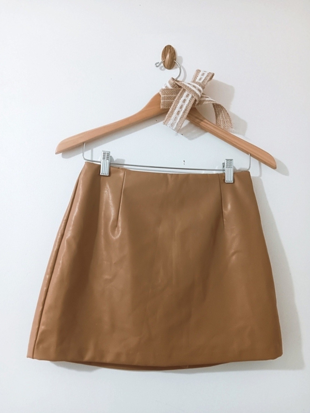 Abercrombie & Fitch Light Caramel Tan Brown Western Vegan Leather Mini Skirt